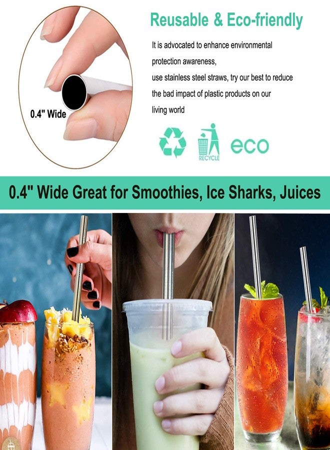 Vinaco Stainless Steel Smoothie Straws, 0.4'' Extra Wide Reusable Metal Drinking Straws for Milkshake, Smoothie, Beverage, Set of 4 with 1 Cleaning Brush - Image 2